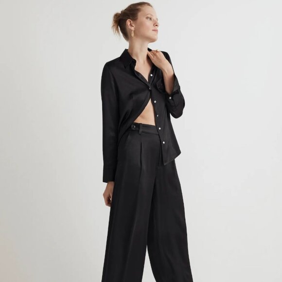 Madewell The Harlow Wide-Leg Pant in Satin 0P NWOT - Picture 3 of 6
